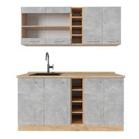 SINGLEKÜCHE R-Line Beton/Goldkraft Eiche 160 cm ohne Arbeitsplatte - Schieferfarben/Eiche Wotan, Holzwerkstoff (160/81.6/46cm) - Vicco