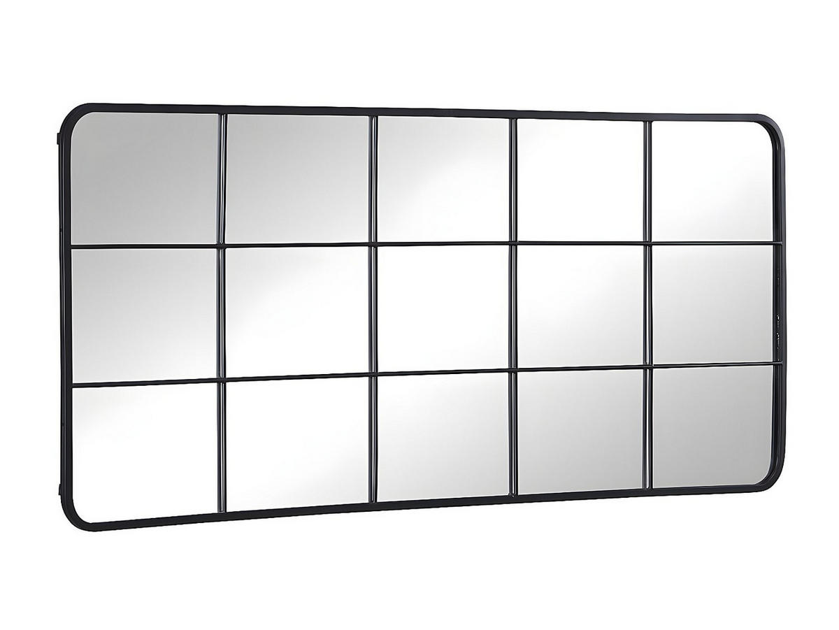 SPIEGEL Fenster-Optik - 60 x 140 cm - Industrial-Stil - Metall - Schwarz - SCIARA - Schwarz, Metall (60/140/3cm) - Vente-Unique