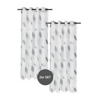 ÖSENVORHANG FEDERN 2er Set - Silberfarben, Textil (140/0.5/160cm) - WohnDirect