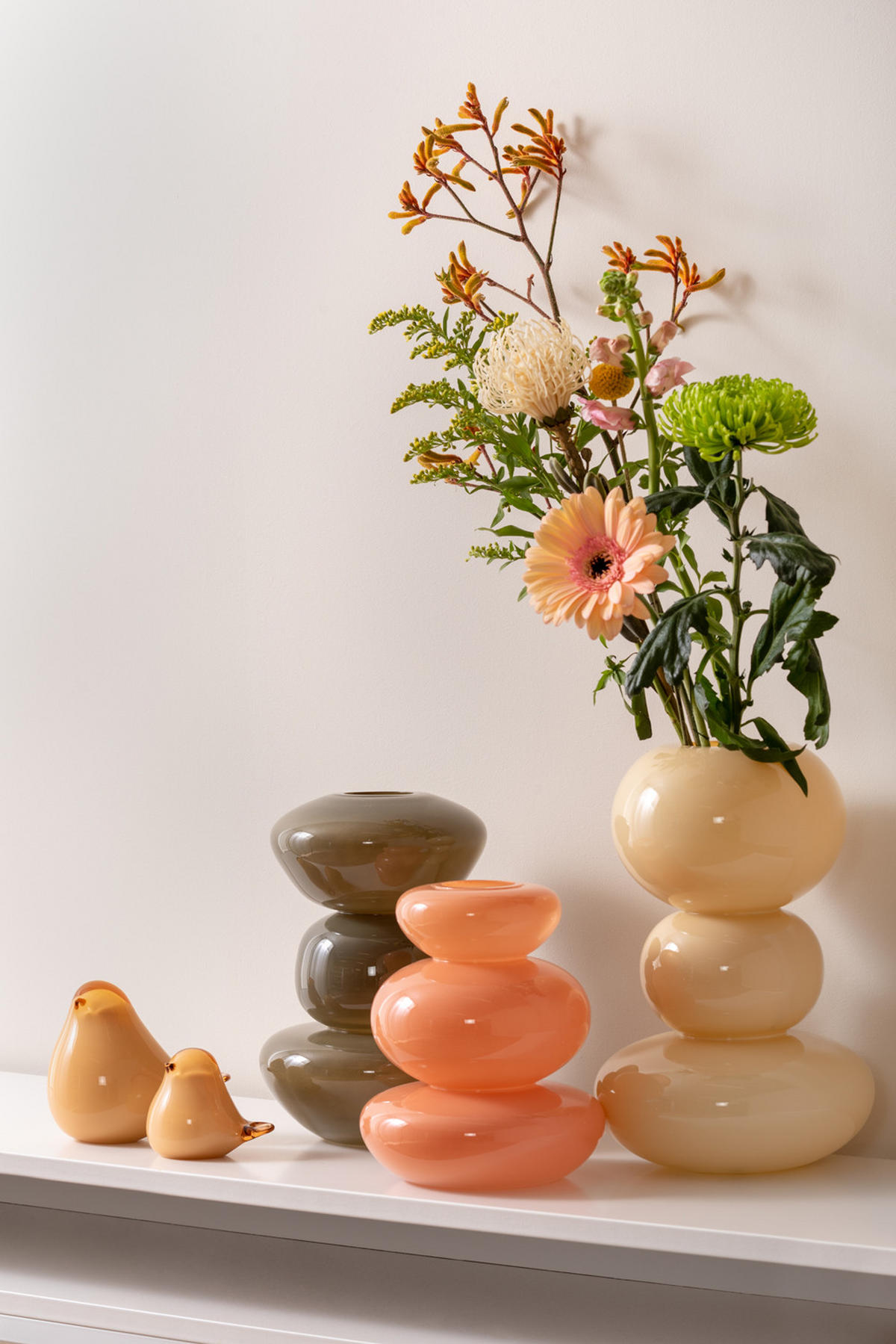 VASE Bubbles Glass 19/19/30 cm - Gelb, Glas (19/30cm) - Present Time