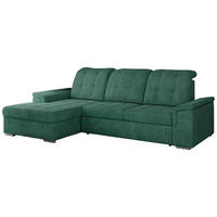 ECKSOFA MADRITO L - Grün Struktur - Links - Silberfarben/Grün, Textil/Metall (160/256cm)