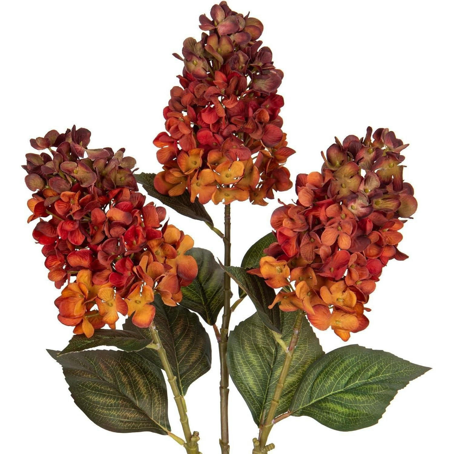 KUNSTBLUME Hortensie 3er Set Orange 73 cm - Multicolor, Textil (70cm)