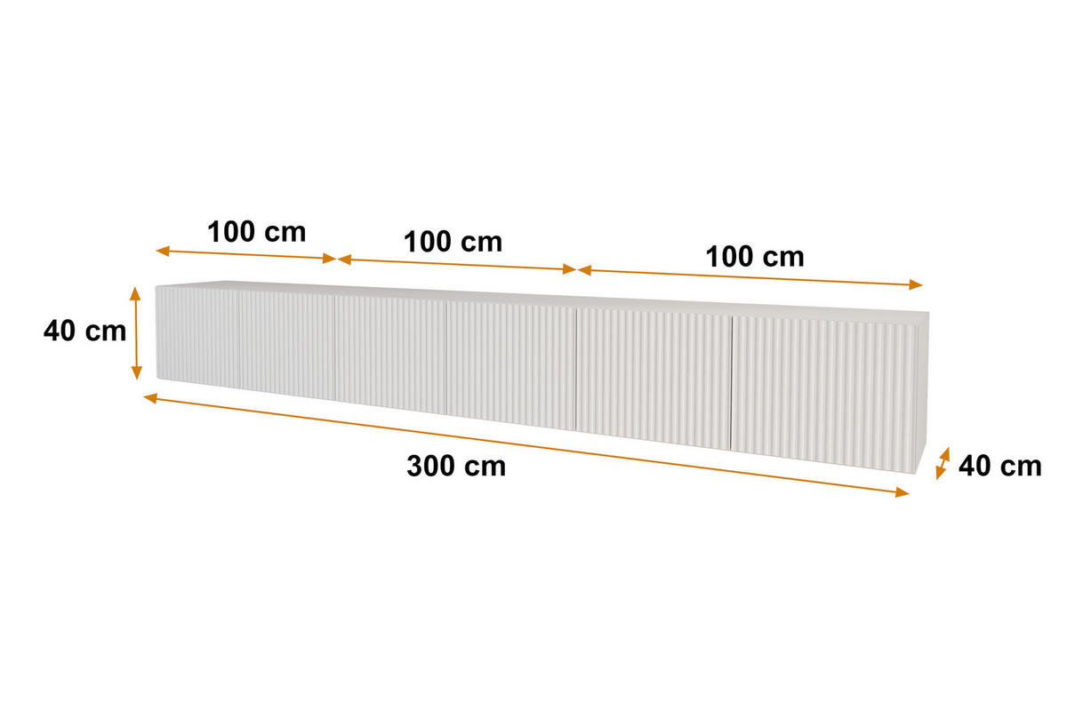LOWBOARD NOA-2-W 3x100x40x40 cm - Weiß - Weiß, Holzwerkstoff (300/40/40cm) - ALTDECOR