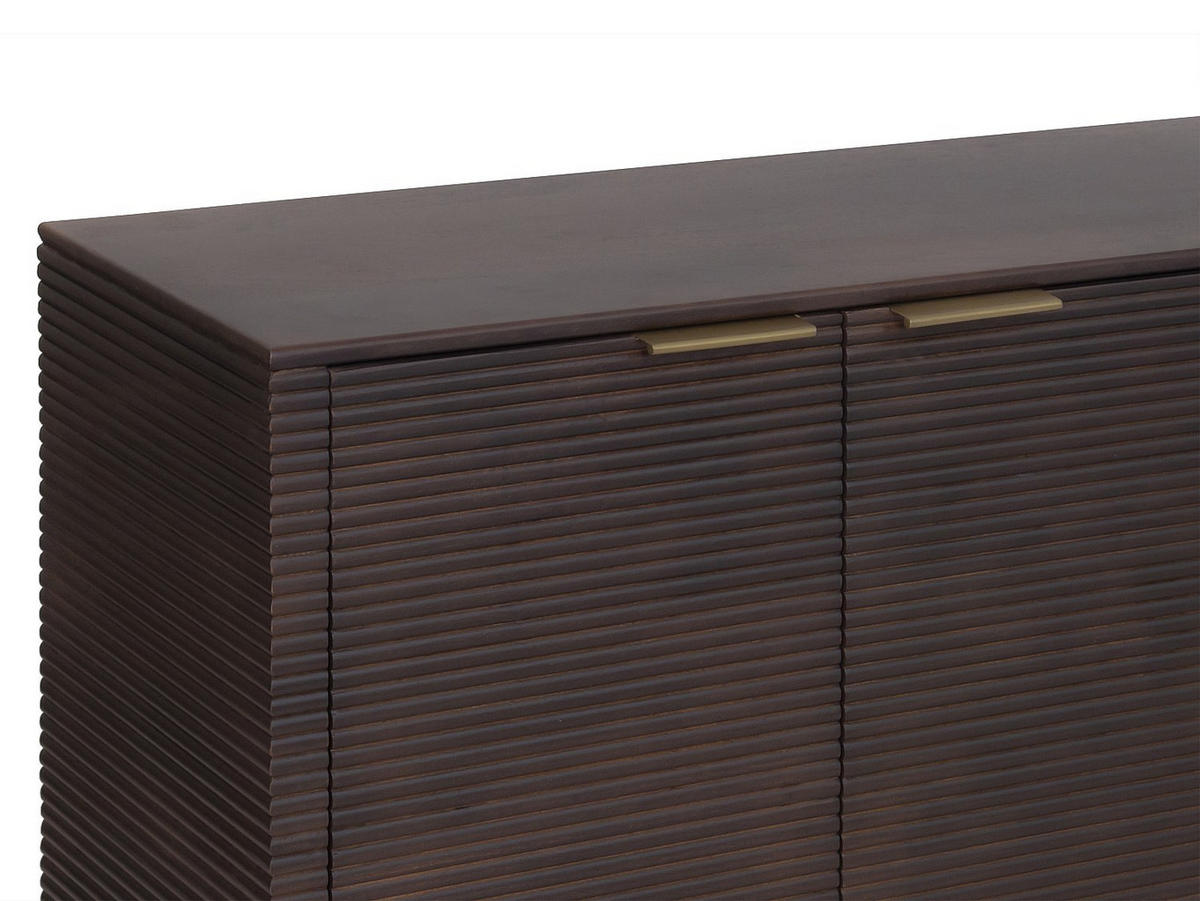 SIDEBOARD - 160 cm x 40 cm - Holz, Platte, Holz, Platte - Naturfarben Dunkel, Goldfarben - SORDANA - Goldfarben/Naturfarben, Holz (160/78/40cm) - Vente-Unique