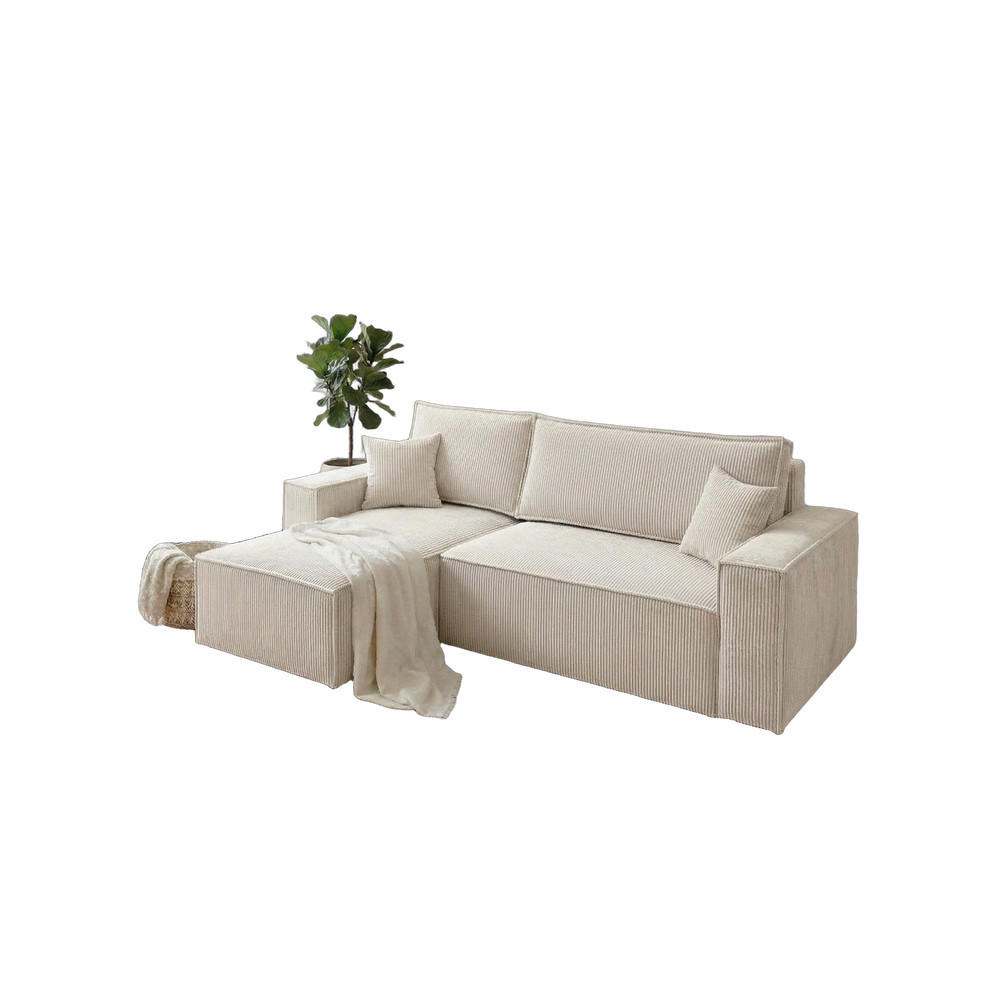 BIG-SOFA Monte Beige Links - Beige, Textil (244/85/200cm) - B&B Home