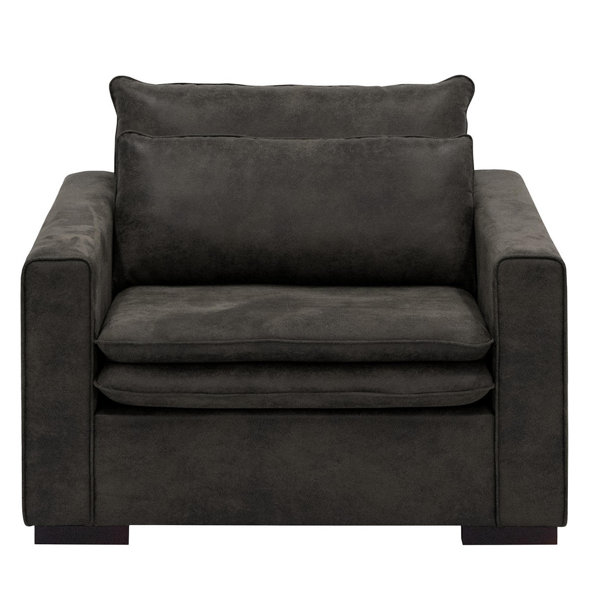 SESSEL - Dunkelbraun/Anthrazit, Buchenholz/Textil (110/82/104cm) - home24