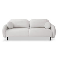 SCHLAFSOFA Bafra Creme Velours - Creme/Schwarz, Holz/Textil (232/92/102cm) - Selsey