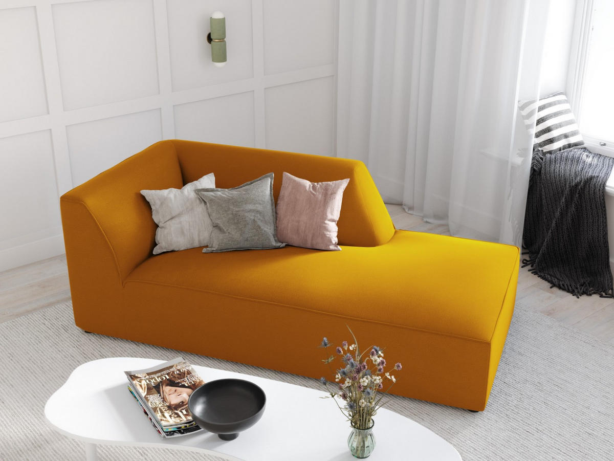 CHAISELONGUE rechts Ruby aus Samt gelb - Gelb, Textil (93/69/180cm) - Micadoni