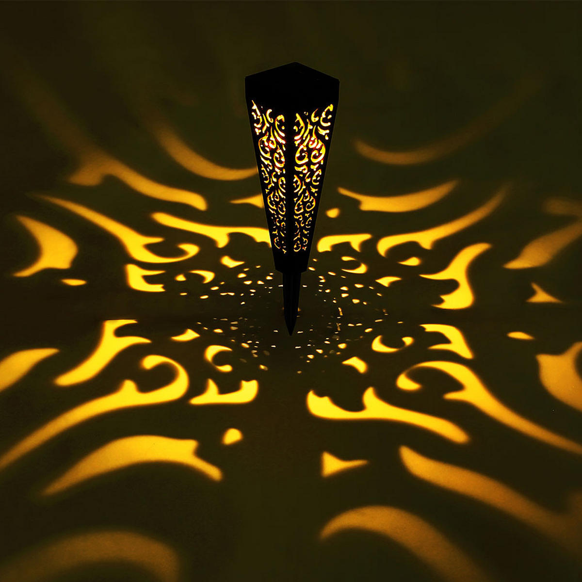 LED AUSSENLEUCHTE Solar Erdspieß Schwarz Gold 6er Set - Schwarz, Kunststoff (7/7/33cm) - Globo Lighting