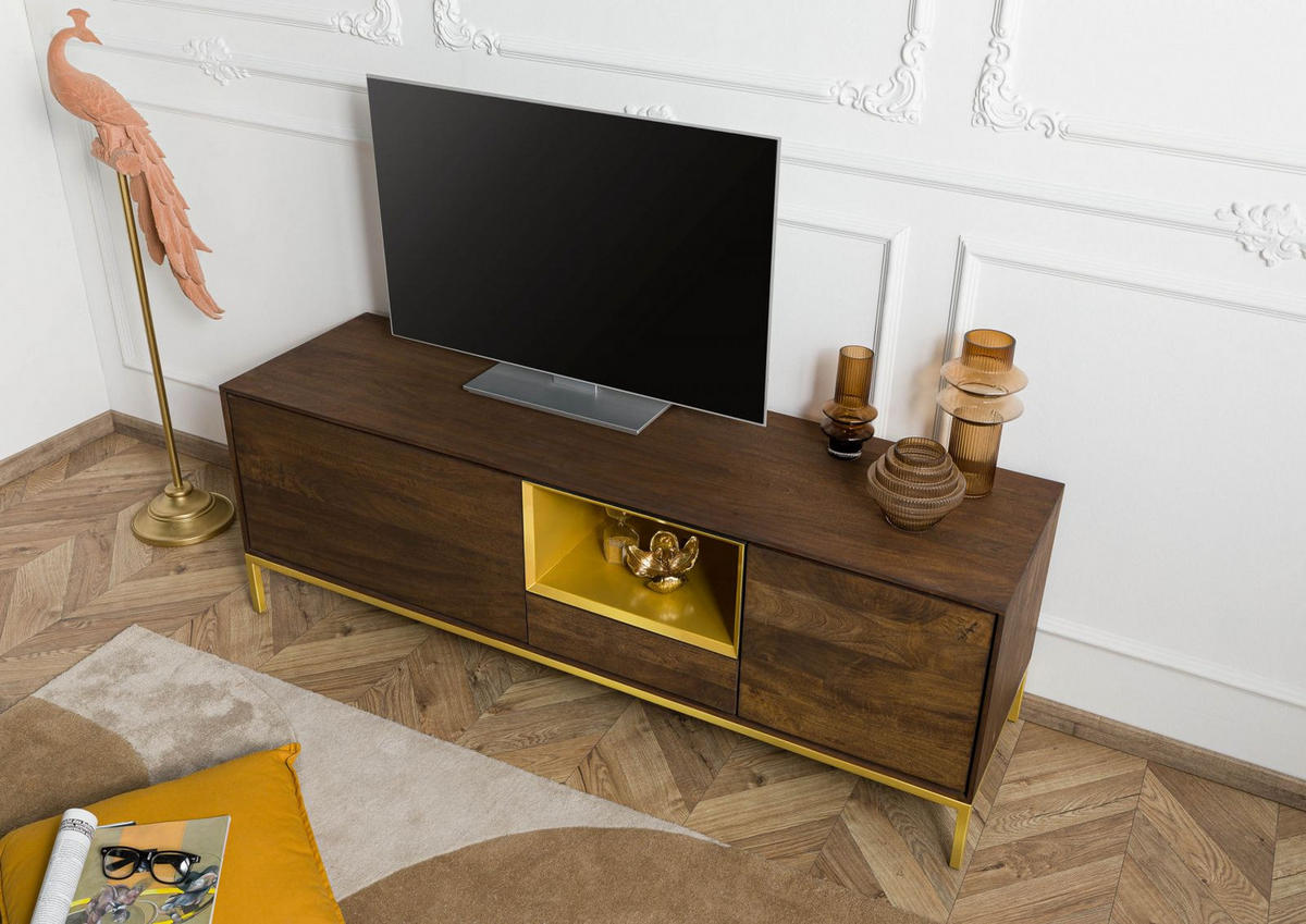 TV-BOARD Mango 160x45x55 braun geölt CHICAGO #101 - Braun, Holz (160/55/45cm) - Massivmoebel24