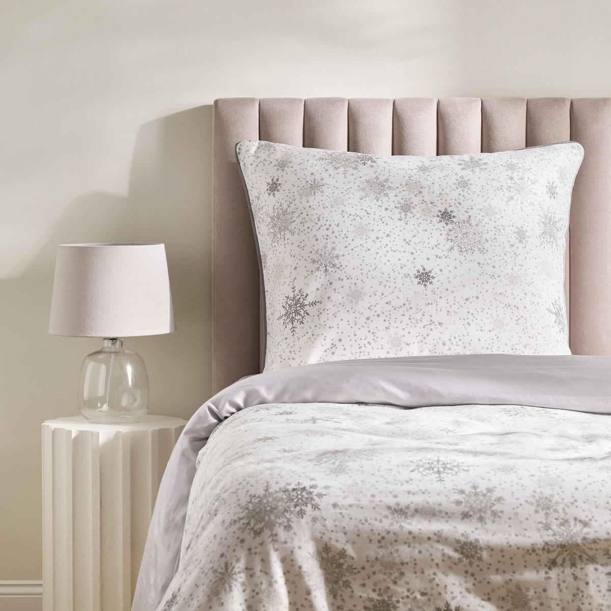 BETTWÄSCHE Satin SNOWF, 140x200 cm, Hellgrau, Winter Weihnachten Bettbezug, Weihnachtsdeko, Christmas, Weihnachtsmotiv - Hellgrau, Textil (140/200cm) - home&you
