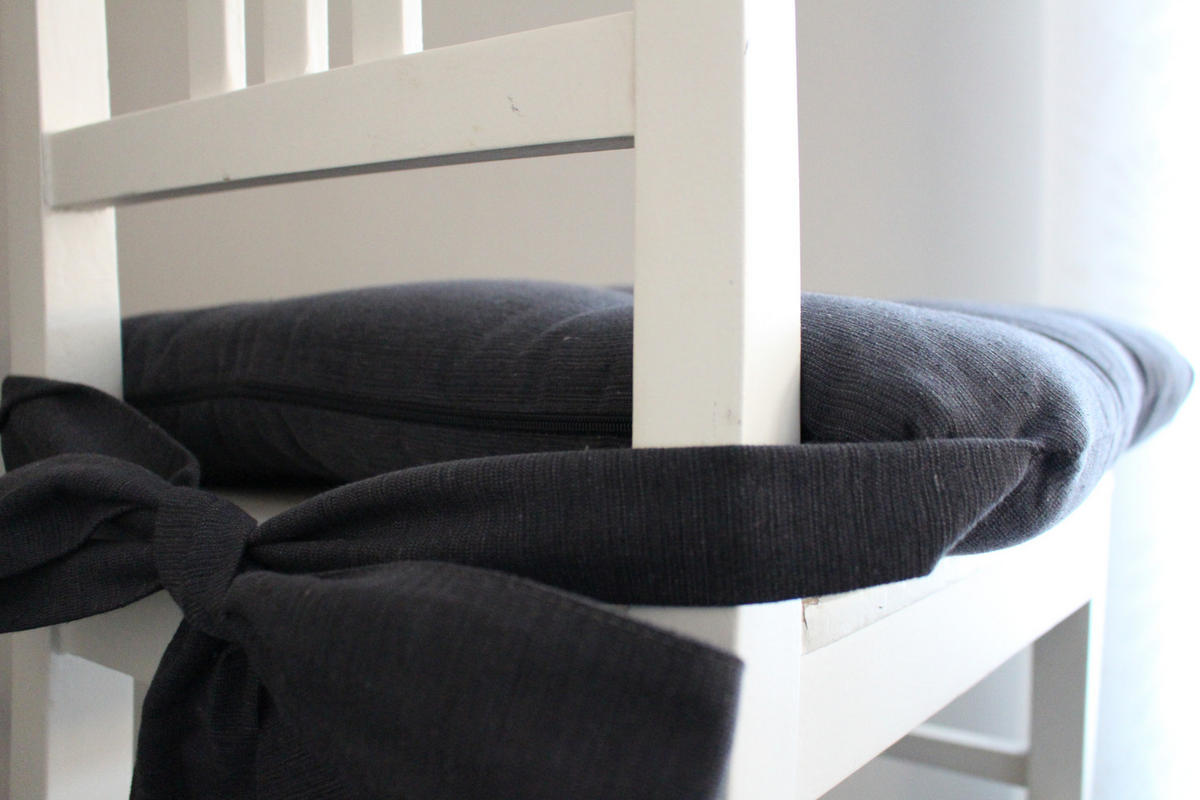 STUHLKISSEN Fino mit Schleifenband 2er Set anthrazit - Anthrazit, Textil (46/42/7cm) - Magma Heimtexx