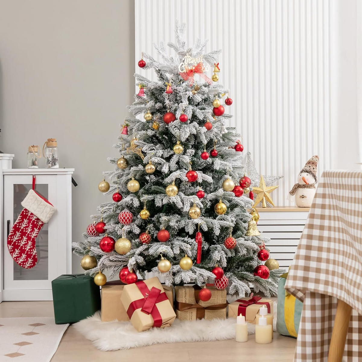 WEIHNACHTSBAUM Beleuchtung Grün - Grün, Kunststoff (146cm) - COSTWAY