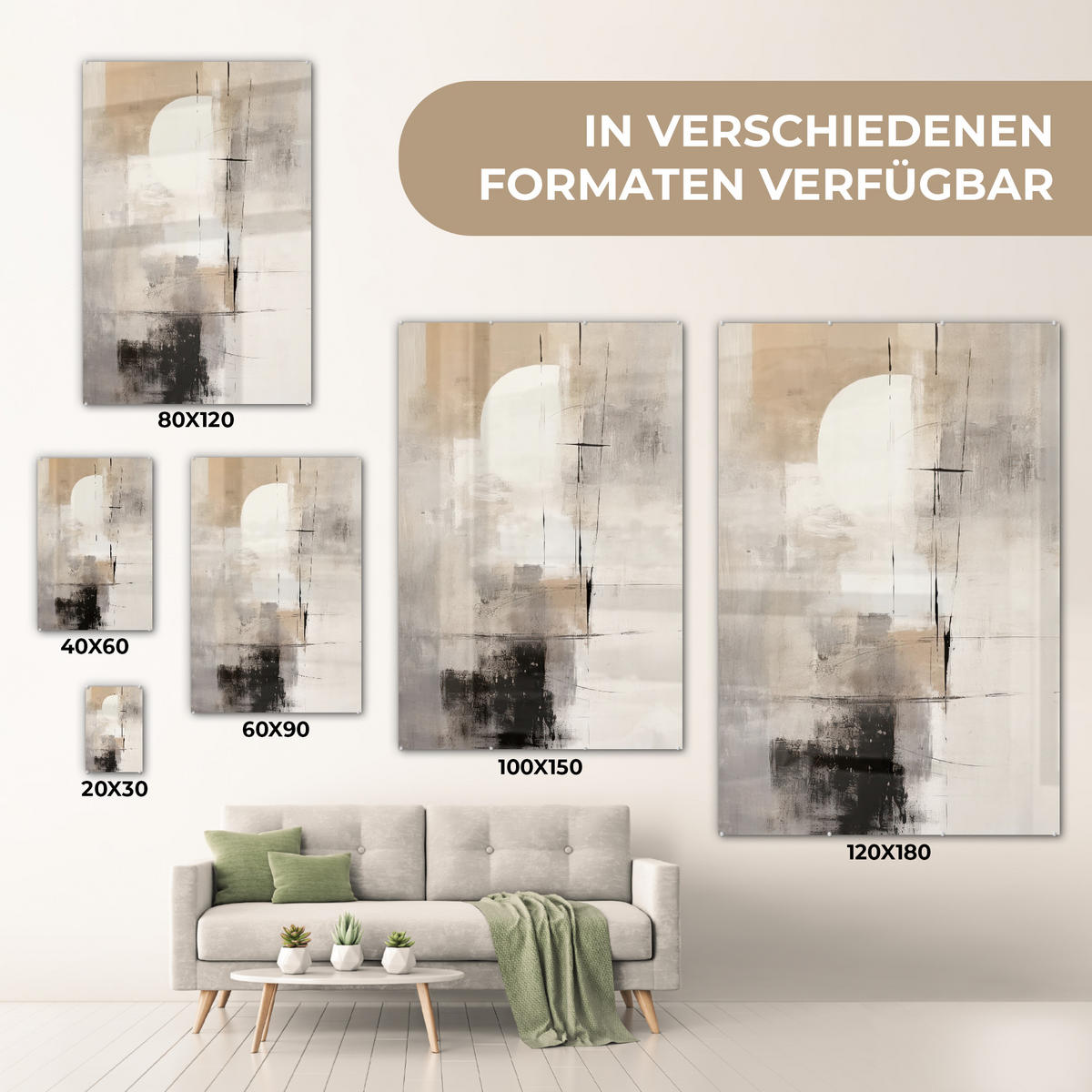 ACRYLGLASBILD Abstrakt - Kunst - Grau 60x90 cm - Hellgrau, Glas (60/90cm) - MuchoWow