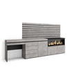 SIDEBOARD mit Konsolentisch Elektrokamin XXL, Lamellenwand Holz, zementgrau, 284/35/145 cm - Grau, Holzwerkstoff (35/145/284cm) - Skraut Home