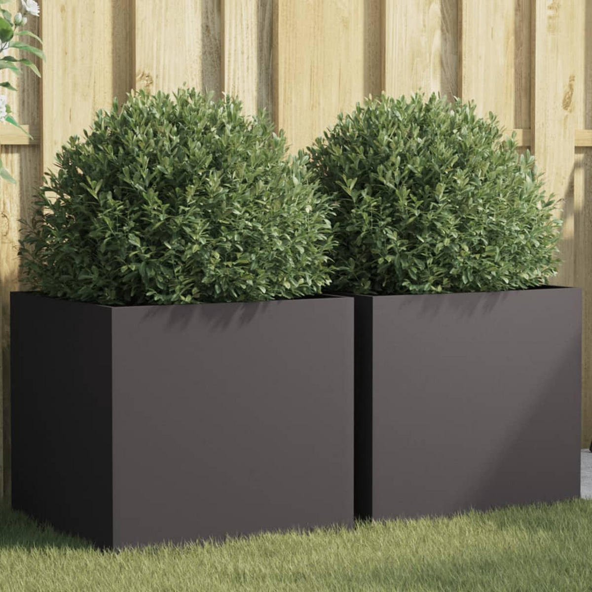 PFLANZKÜBEL 2er Set Schwarz 49/47/46 Cm Stahl - Schwarz, Metall (49/46/47cm) - vidaXL
