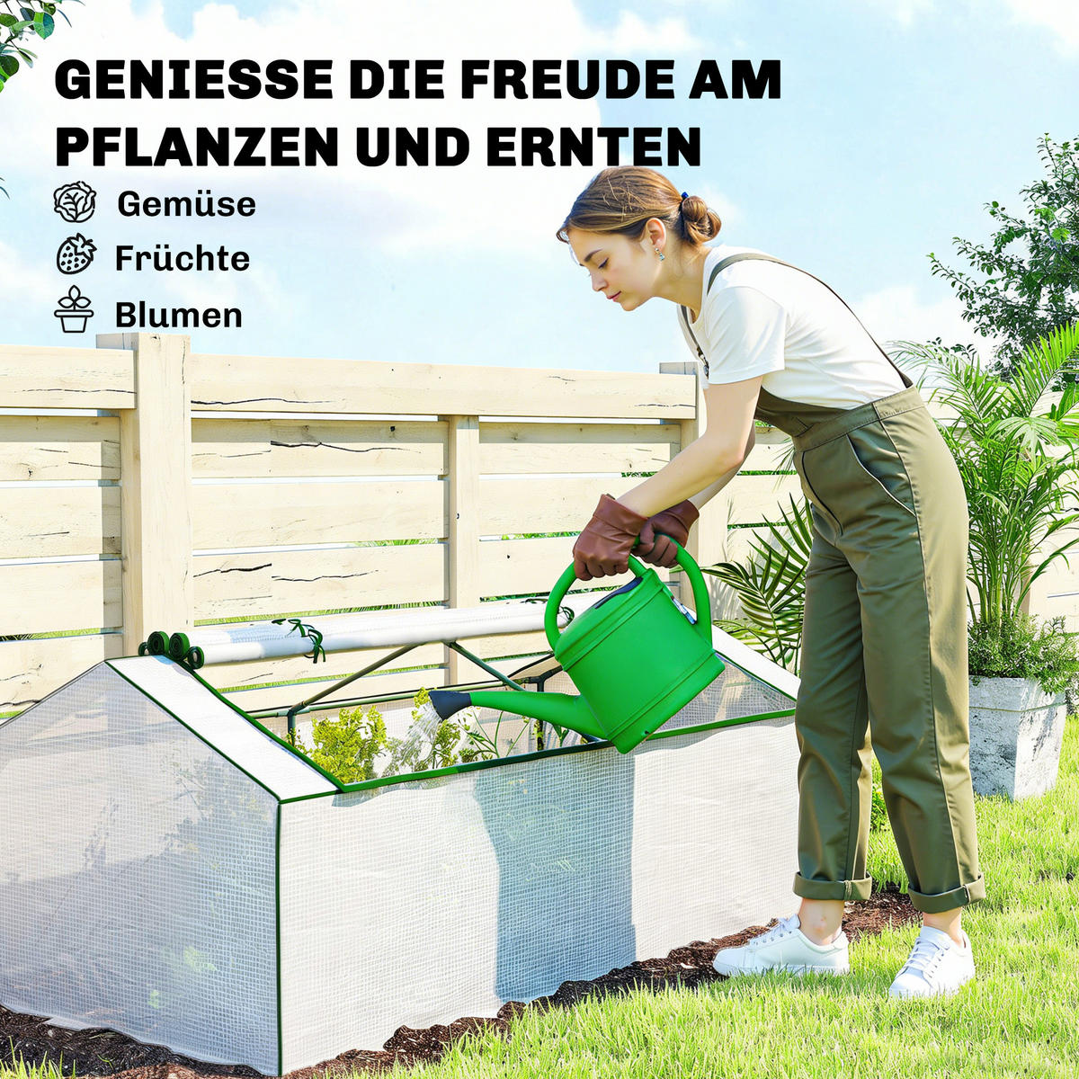 TOMATEN GEWÄCHSHAUS mit Rollfenster 180/90/70 cm - Weiß, Metall (90/70/180cm) - Outsunny