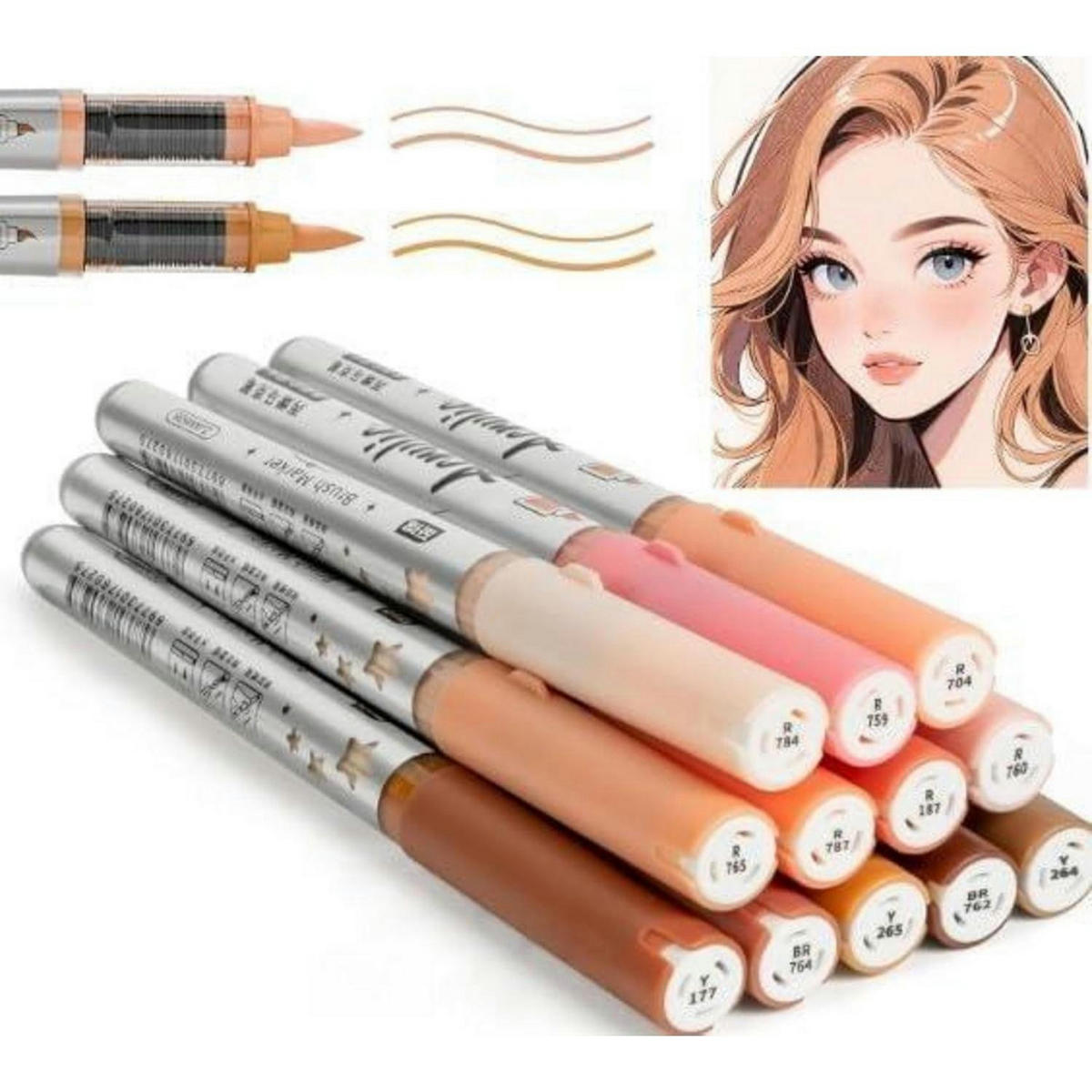 ACRYLMARKER 12er Set Hauttöne - Multicolor, Kunststoff (1/1/14cm)