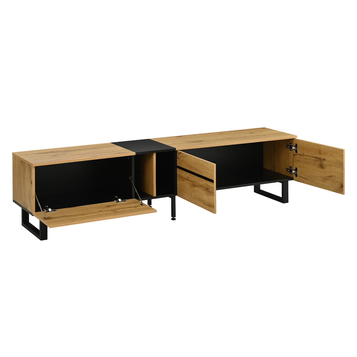 TV-SCHRANK 180/38/45 cm Holzoptik mit Klappfach und 2 Türen - Naturfarben, Holzwerkstoff (180/45/38cm) - Oxeza
