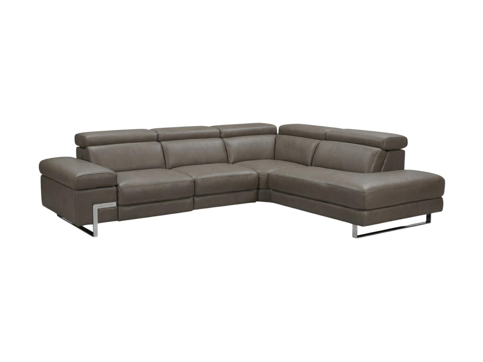 ECKSOFA Opera Echtleder Greige - Greige, Leder/Metall (269/218cm)
