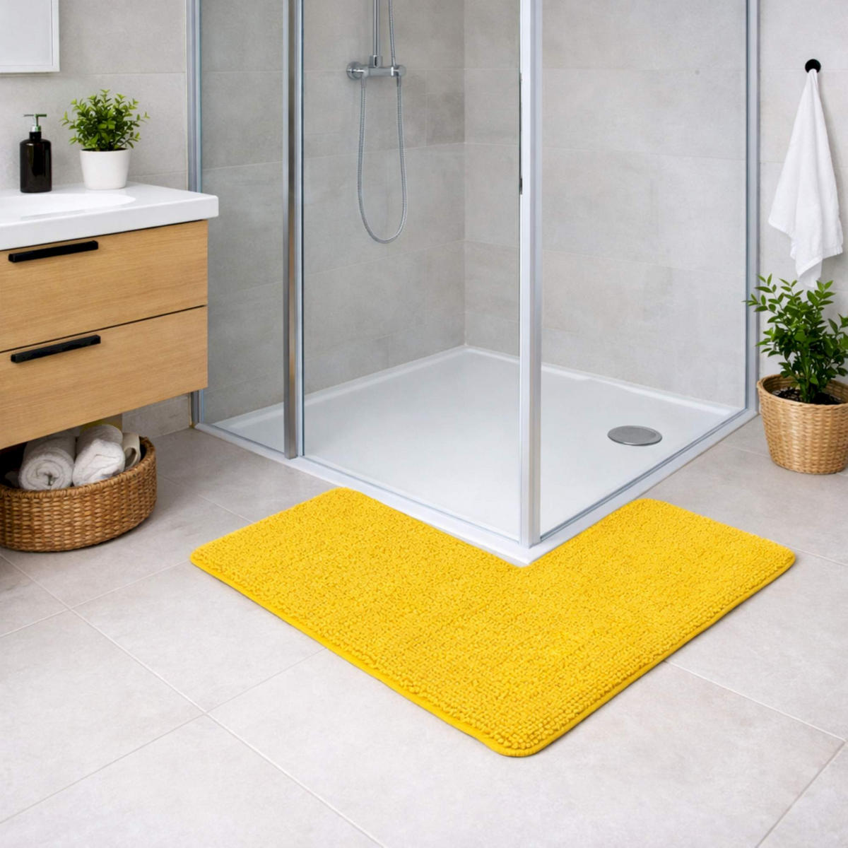 ECKBADEMATTE PARIS - Gelb, Textil (100/100cm) - WohnDirect