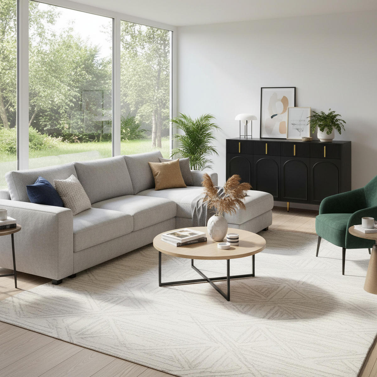 SIDEBOARD Schwarz mit 3 Schubladen, 2 Türen und offenen Fächern - Schwarz, Holzwerkstoff/Metall (140/82/37.8cm) - Urban Meuble