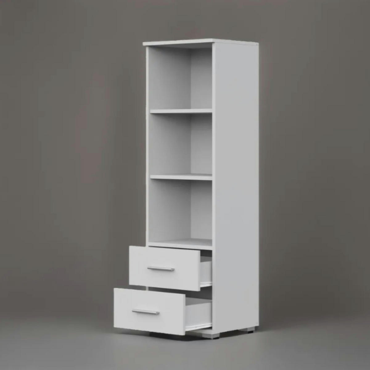 HOCHSCHRANK FAUSKE SZF1-1D2S Schubladen Weiß - Silberfarben/Weiß, Holzwerkstoff/Kunststoff (40/130/36cm) - Komodee