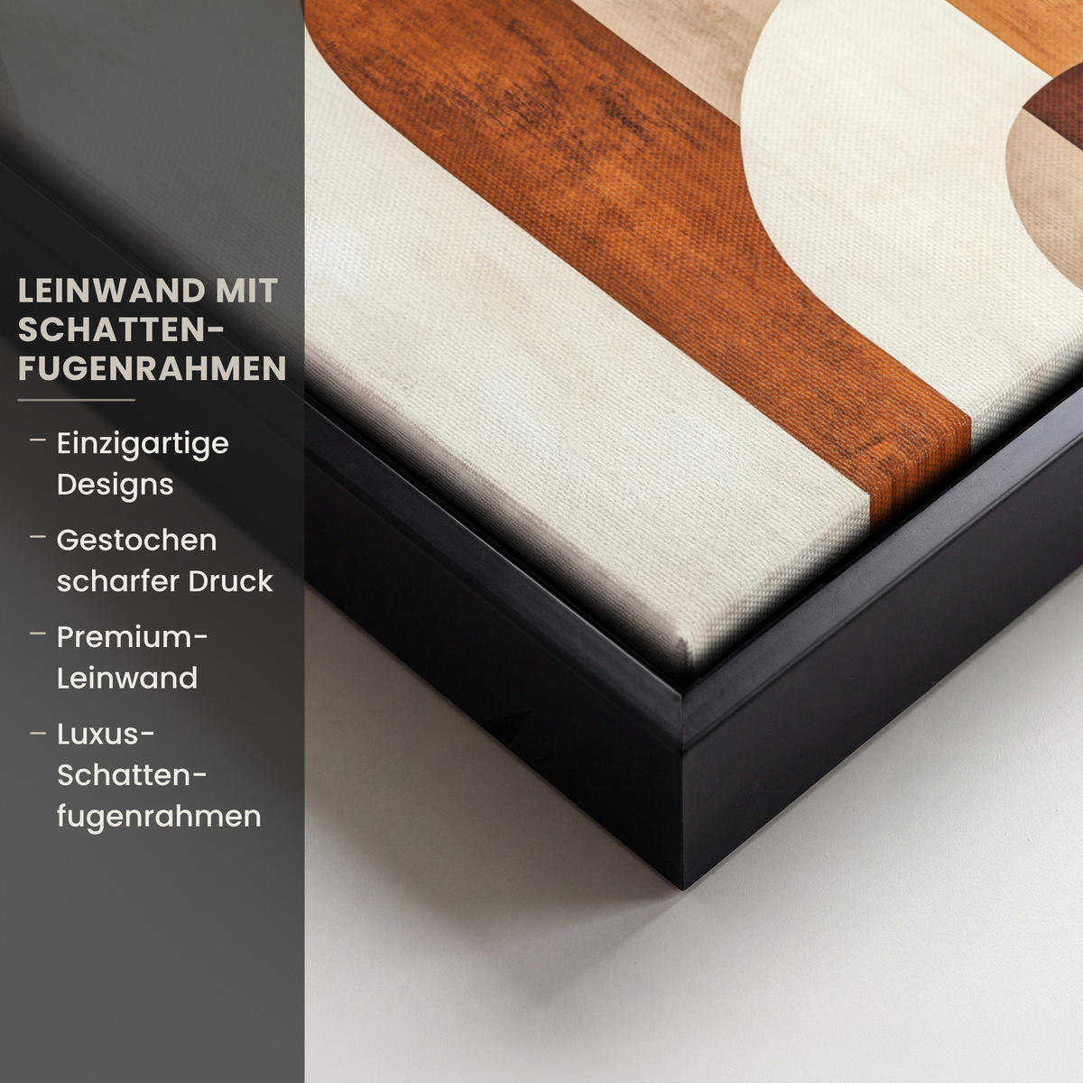 LEINWAND Bilder mit Rahmen - Abstrakt - Formen - Dunkelblau - 20x20 - Cognac, Textil (20/20cm) - MuchoWow