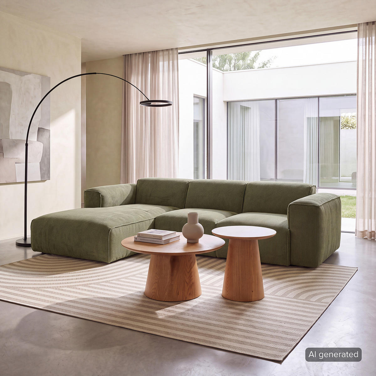 3-SITZER ECKSOFA mit Longchair - Dunkelgrün/Schwarz, Kunststoff/Textil (251/173cm) - home24