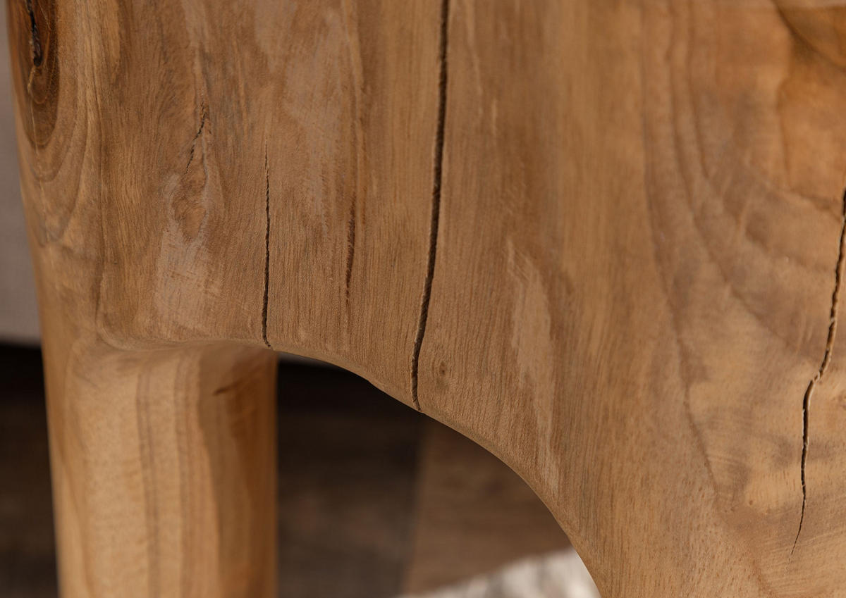 HOCKER Teak Wurzel 30x30x40 natur lackiert UNIKA #154 - Braun, Holz (30/40/30cm) - Massivmoebel24