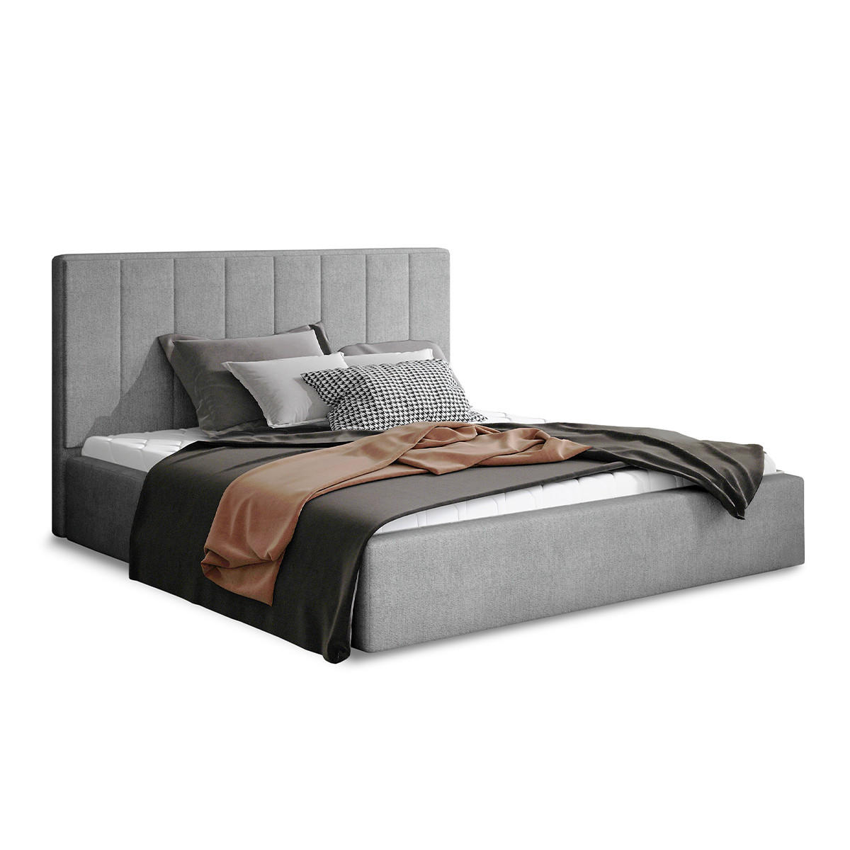 BOXSPRING POSTEL 160/200 Brook Grey - šedá, dřevo (160/200cm) - Petits-meubles