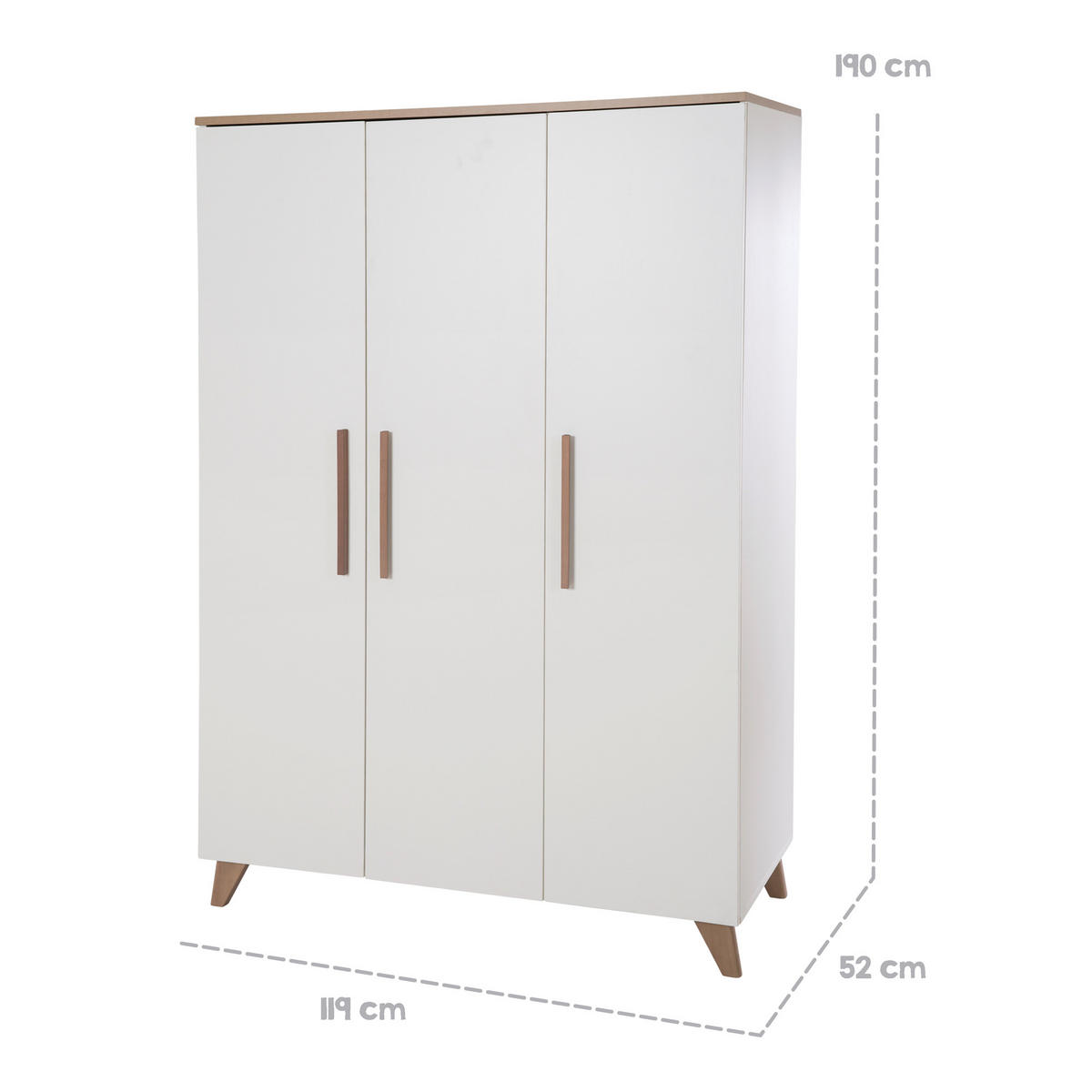 KLEIDERSCHRANK Ole - Weiß, Holzwerkstoff (118/190/52cm) - Roba