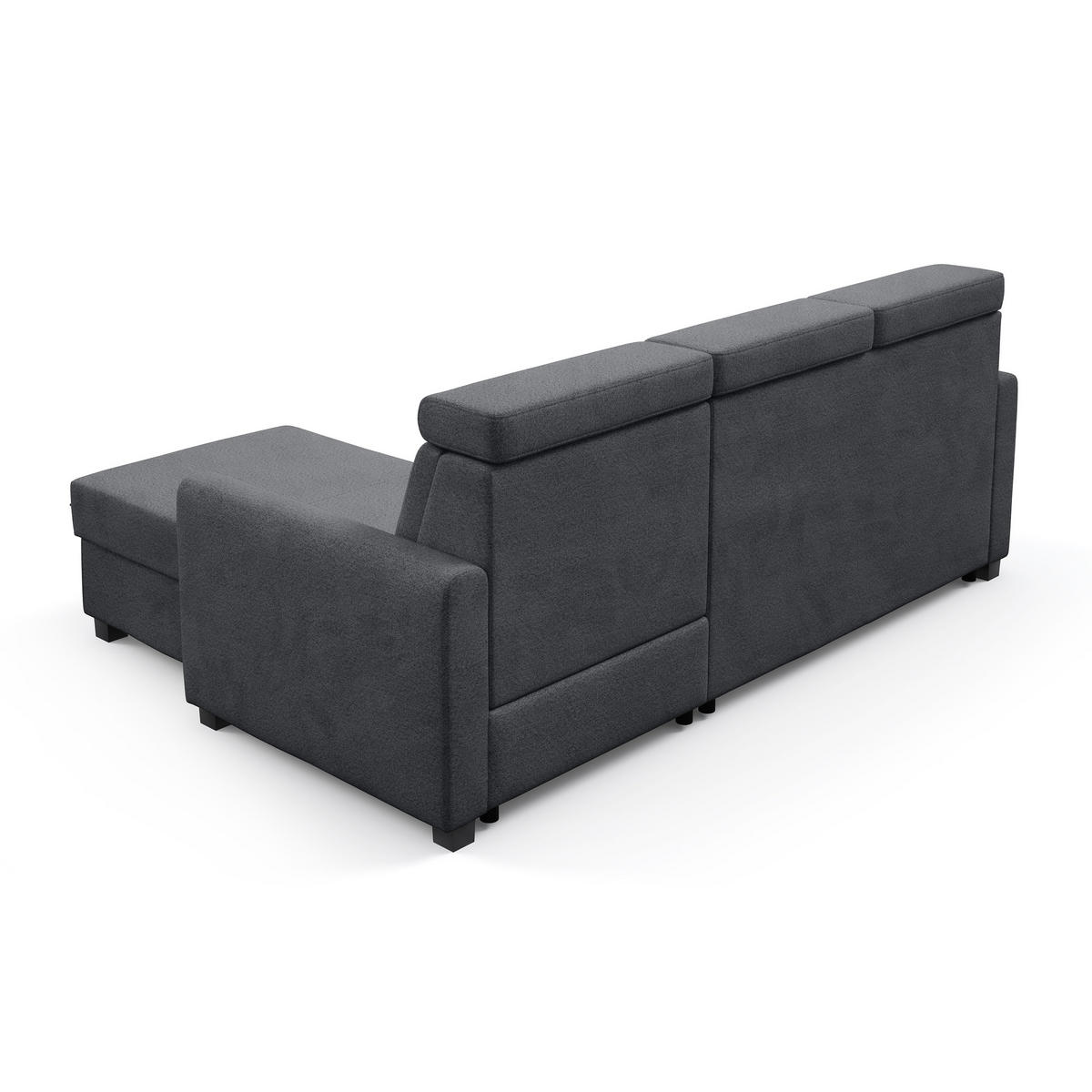 ECKSCHLAFSOFA Milano, Dunkelgrau, rechts - Dunkelgrau/Schwarz, Textil (217/166cm) - Beautysofa