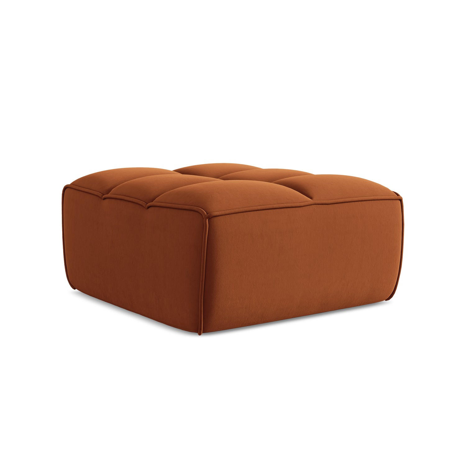 POUF Samt Stoff Orange - Terracotta/Schwarz, Kunststoff/Textil (80/43/93cm) - LaMiaSofa