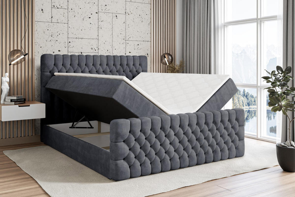 BOXBETT SERENE-Z - 200 x 200 - H4 - Dunkelgrau - Dunkelgrau, Holzwerkstoff (200/200cm) - ALTDECOR