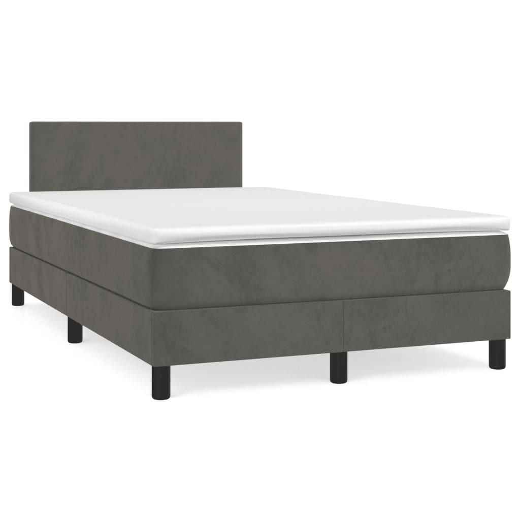 BOXSPRINGBETT 120/200 Cm Grau Samt - Dunkelgrau, Textil (120/203cm) - vidaXL