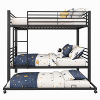 ETAGENBETT 90/200 cm in Schwarz aus Metall mit Bett für 3 Schlafplätze - Schwarz, Metall (90/200cm) - Flora Grace