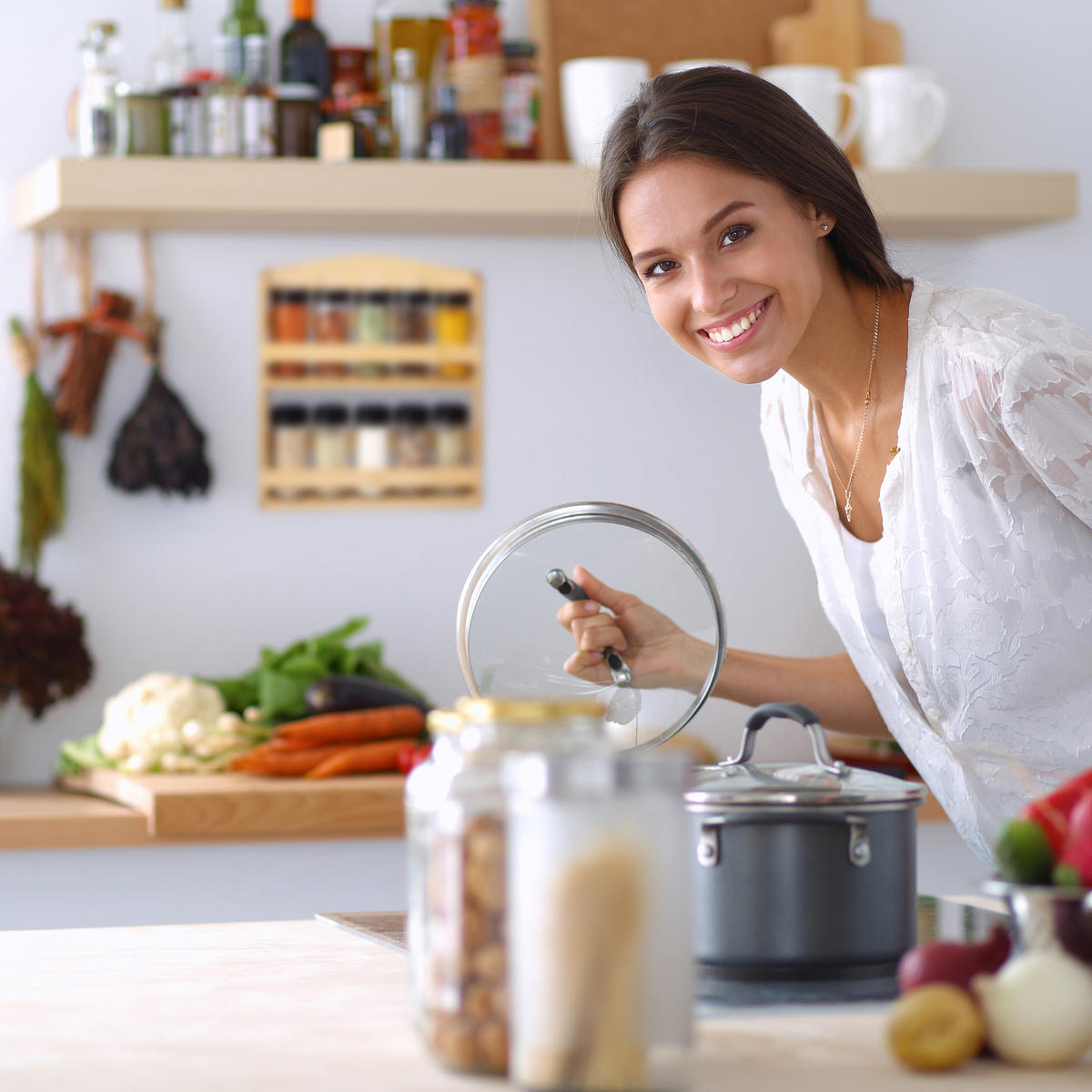 GEWÜRZREGAL - Hellbraun, Glas/Holz (26/27/6.5cm) - Relaxdays