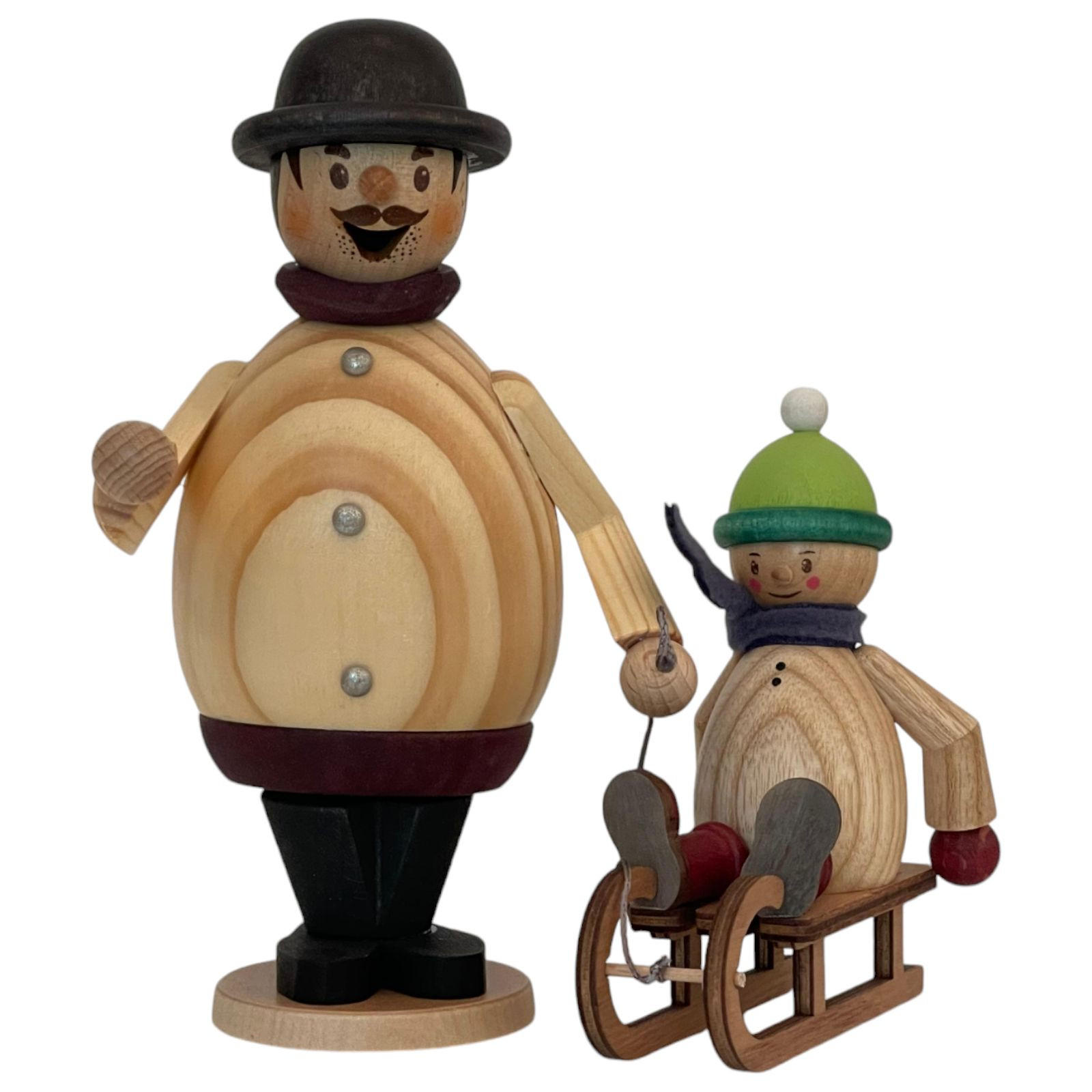 RAUCHMANN Max als mit Mäxchen auf Schlitten 16 cm - Multicolor, Holz (10/16/10cm)