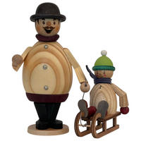 RAUCHMANN Max als mit Mäxchen auf Schlitten 16 cm - Multicolor, Holz (10/16/10cm)
