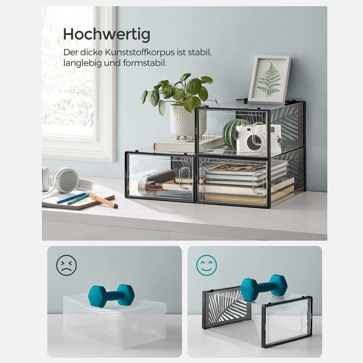 SCHUHBOXEN SINGAPORE 18ER-SET - Schwarz, Kunststoff (25/19/35cm) - Hansiro
