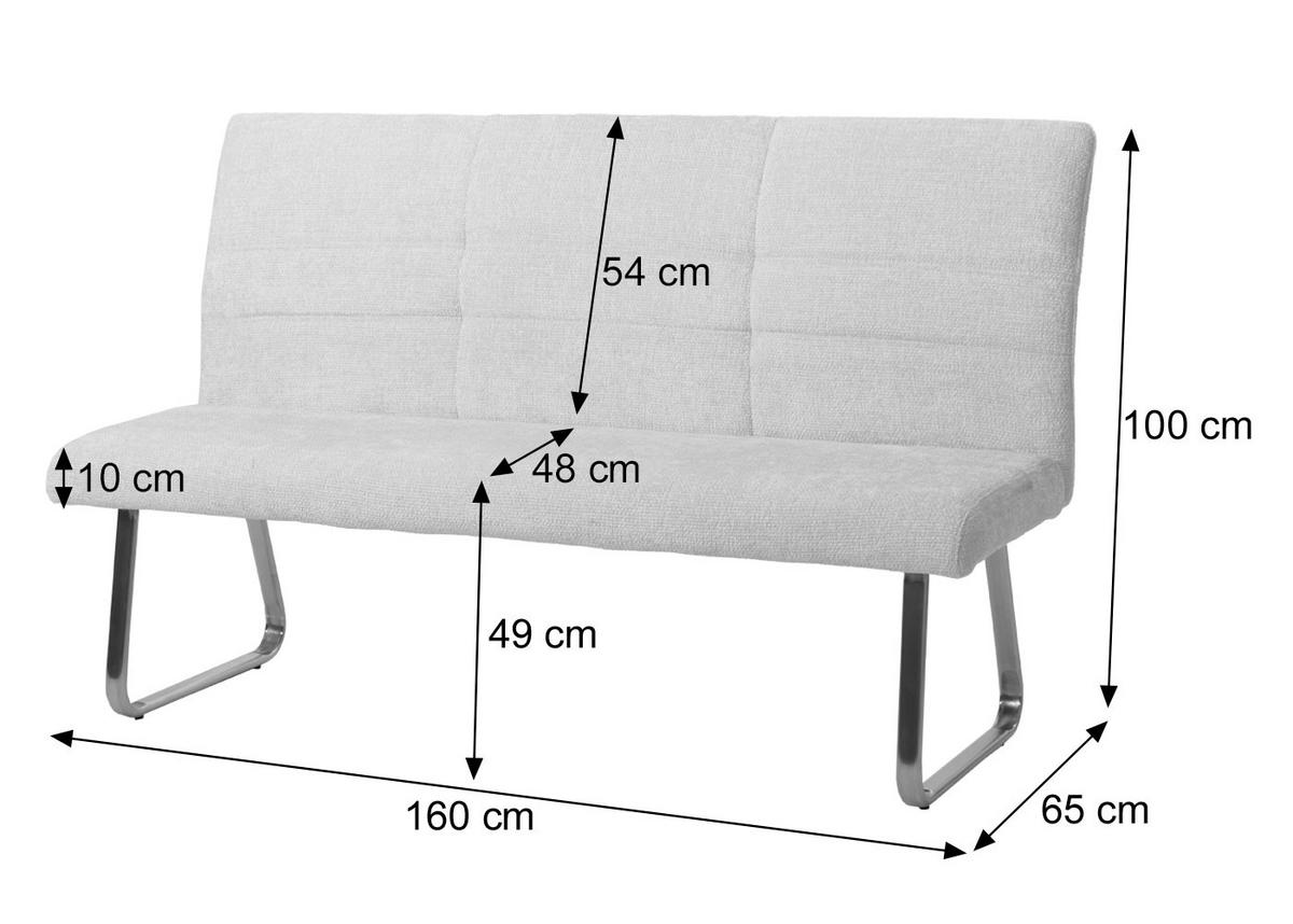 SITZBANK Grau - Grau, Textil (160/100/65cm) - Jamb