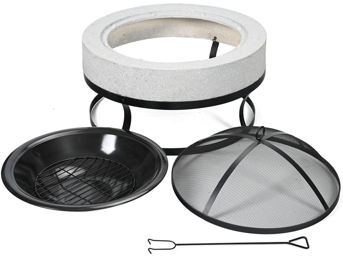 HOLZKOHLENGRILL torro weiss - Schwarz, Metall (70/49/70cm) - Habitat Garten