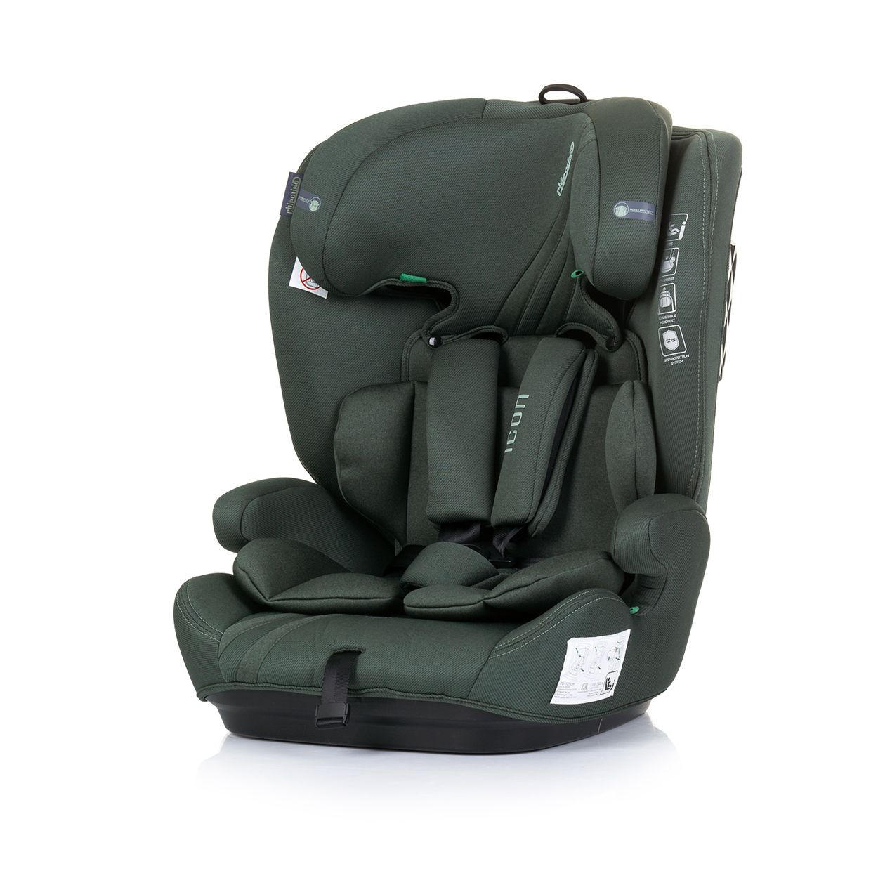 KINDERSITZ Icon i-Size (76-150cm) grün Gruppe 1/2/3 Isofix verstellbar - Grün, Kunststoff (44/61/45cm) - Chipolino