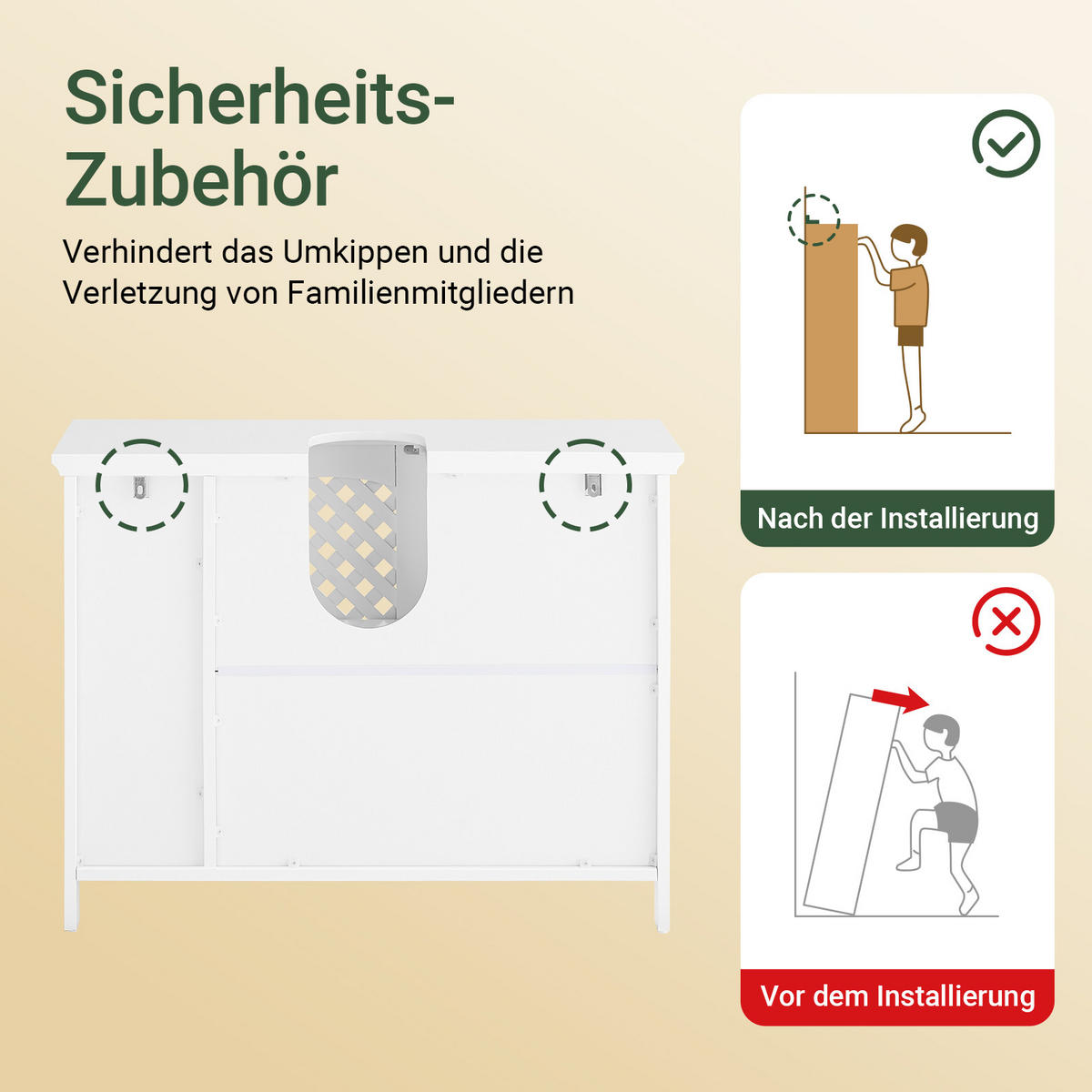 WASCHBECKENUNTERSCHRANK Weiß 80x31,5x60,5cm - Weiß, Holzwerkstoff (80/31.5/61.5cm) - SoBuy