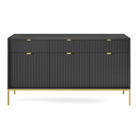 SIDEBOARD Vellore Schwarz mit goldenen Metallbeinen 154 cm - Goldfarben/Schwarz, Holzwerkstoff/Metall (154/83/39cm) - Selsey