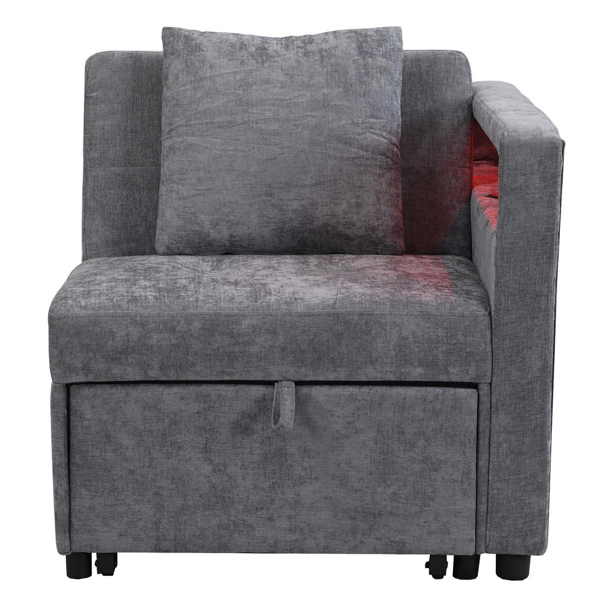 SCHLAFSOFA 3-in-1 mit verstellbarer Rückenlehne und USB-anschlüssen Hellgrau 177/68/65 cm - Hellgrau, Leder (68/65/97cm) - OKWISH