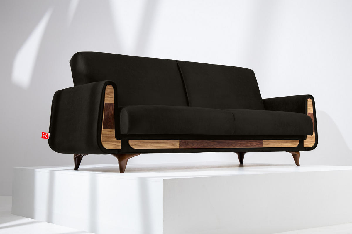 3-SITZER-SCHLAFSOFA GUSTAVO II mit Armlehnen, Anthrazit - Anthrazit, Holz/Holzwerkstoff (230/98/98cm) - KONSIMO®