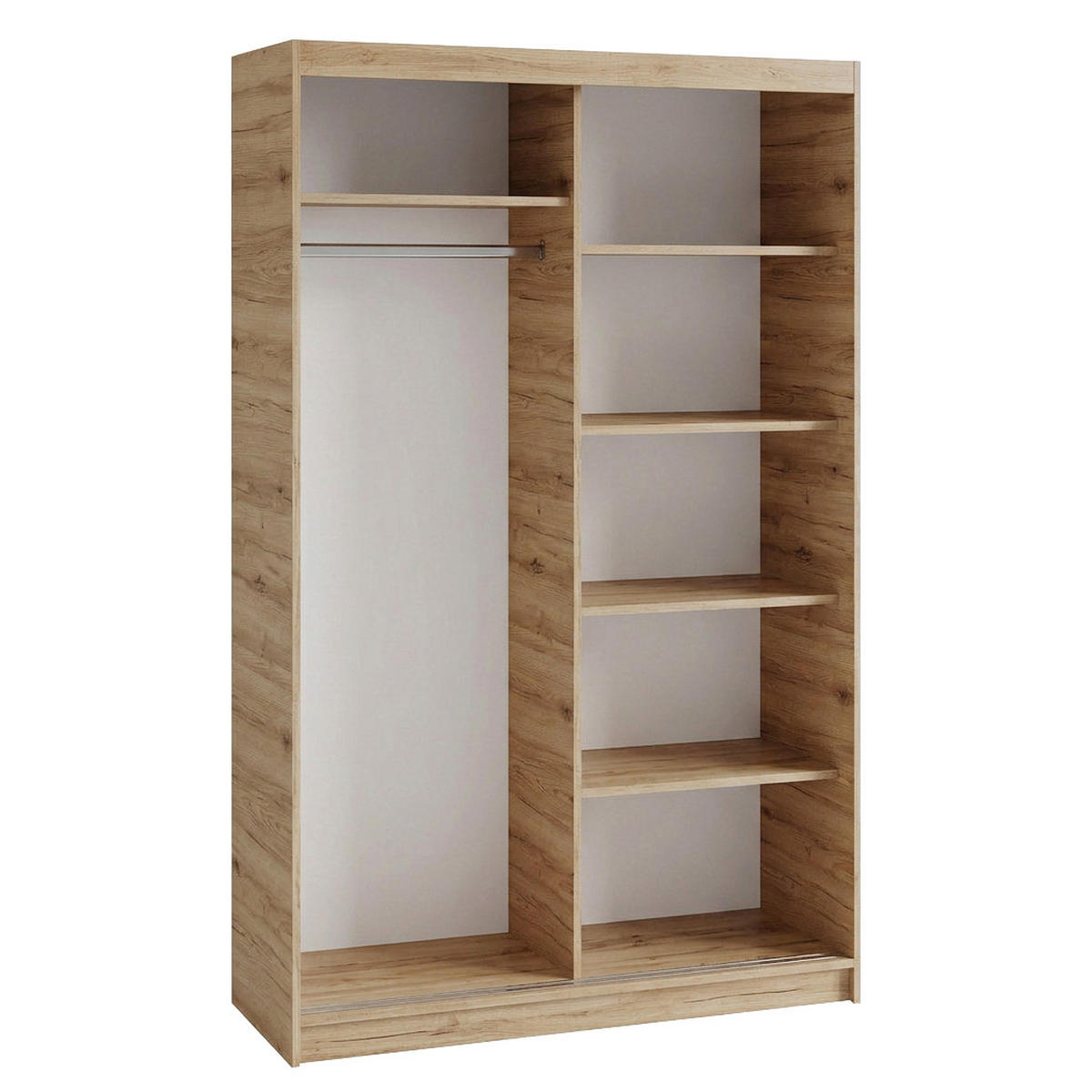 SCHWEBETÜRENSCHRANK Donatello 120/205/60 2-türig eiche Artisan/schwarz mit Spiegel - Schwarz/Eiche Artisan, Holzwerkstoff (120/205/60cm) - Beautysofa