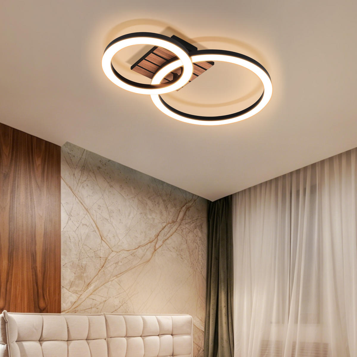 LED stropní svítidlo 30/44/8 cm - černá, kov (44/30/8cm) - Nettlife
